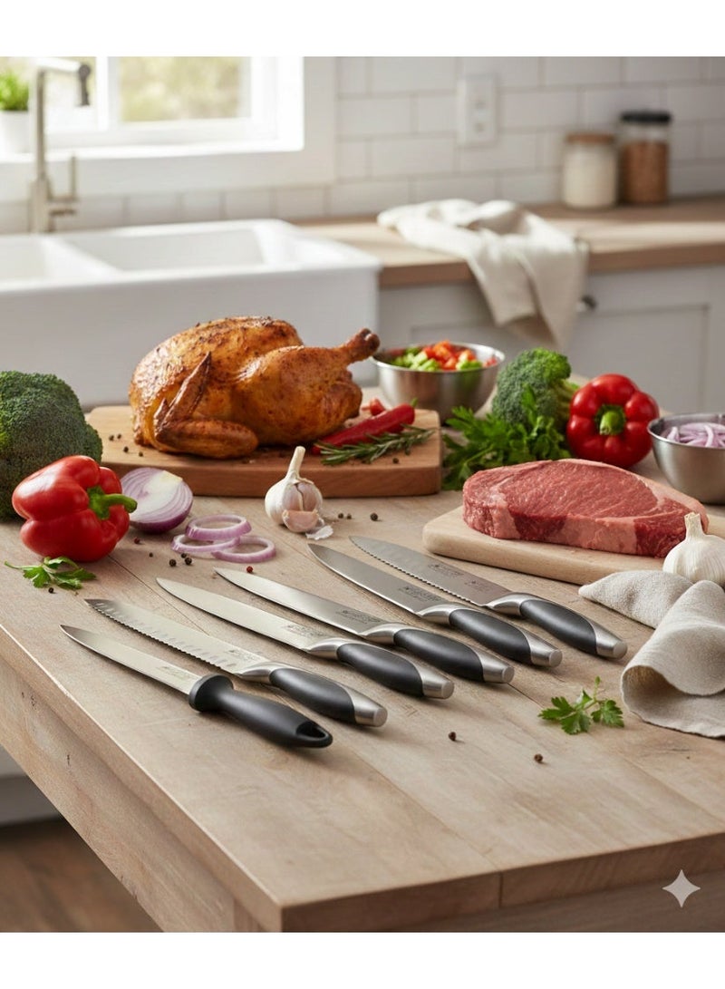 طقم سكاكين مطبخ احترافي 11 قطعة - أسود/فضي - Image 3